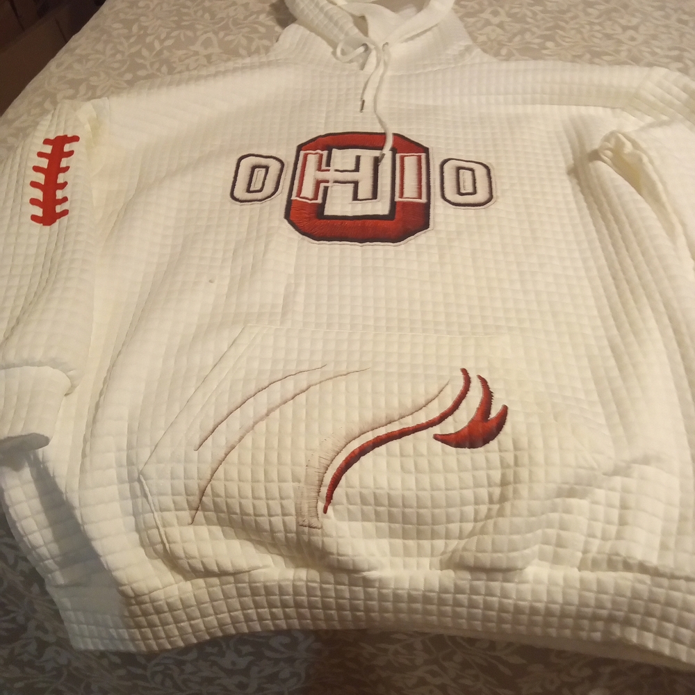 Ohio Graphic White Hooded Men’s Sweater